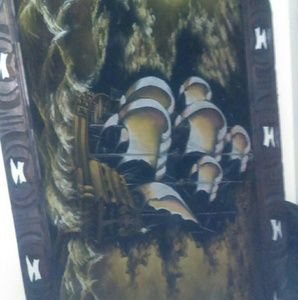 Black and gold painting wood frame